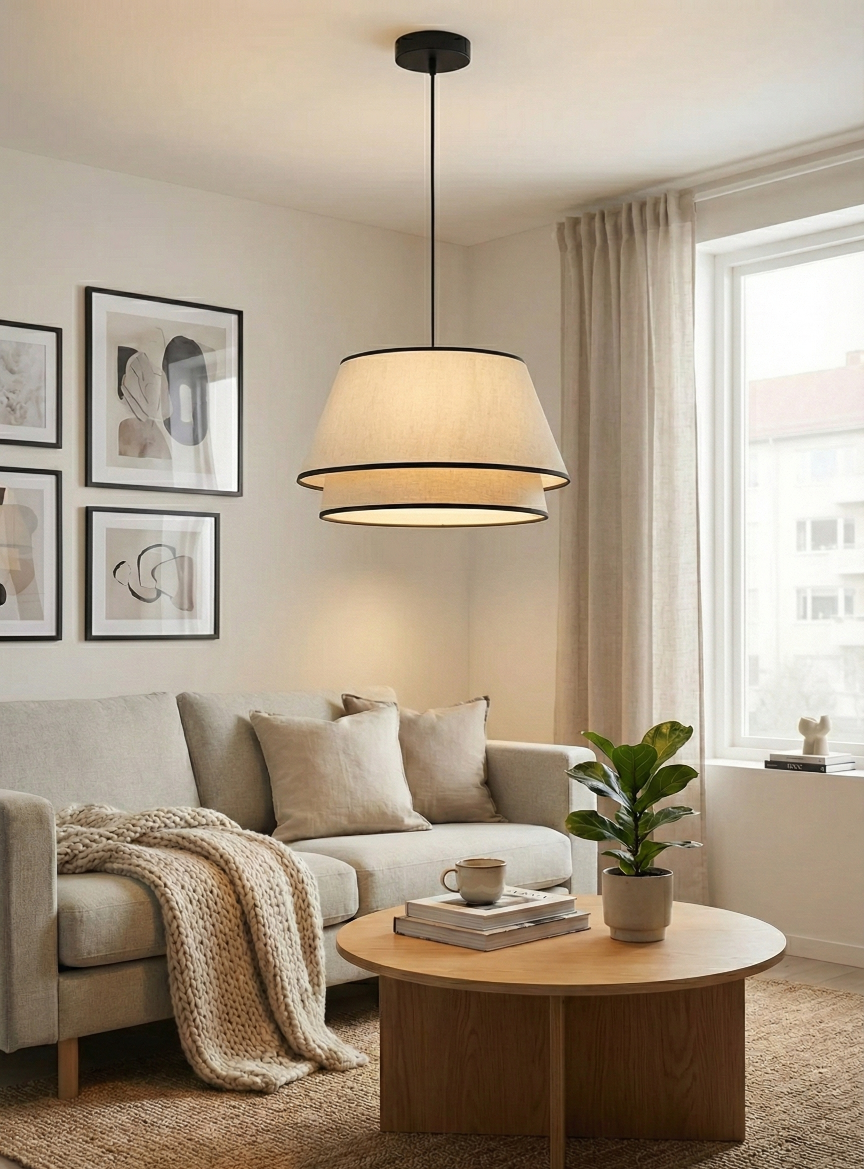 Kontur™ – Tiered Linen Drum Pendant