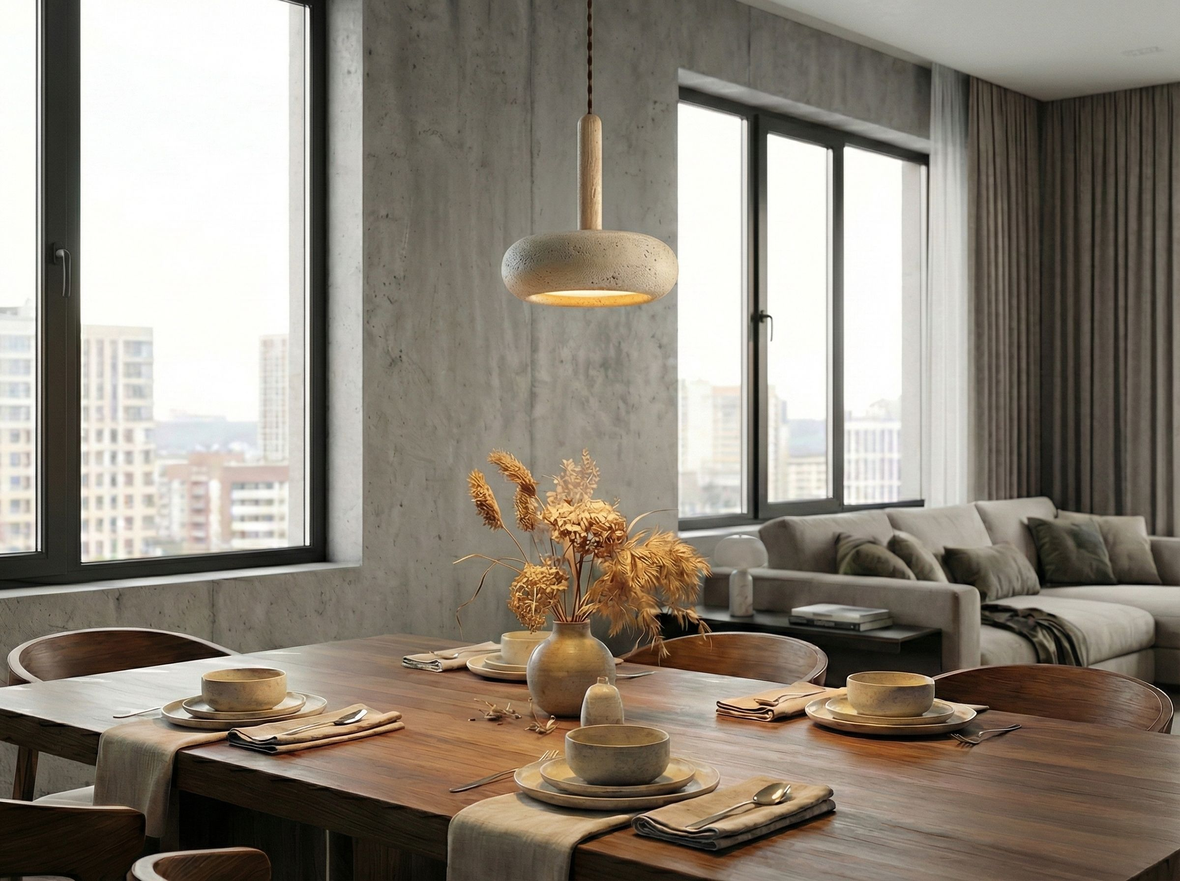 The Terra™ Travertine Pendant – Wabi Sabi Stone Light