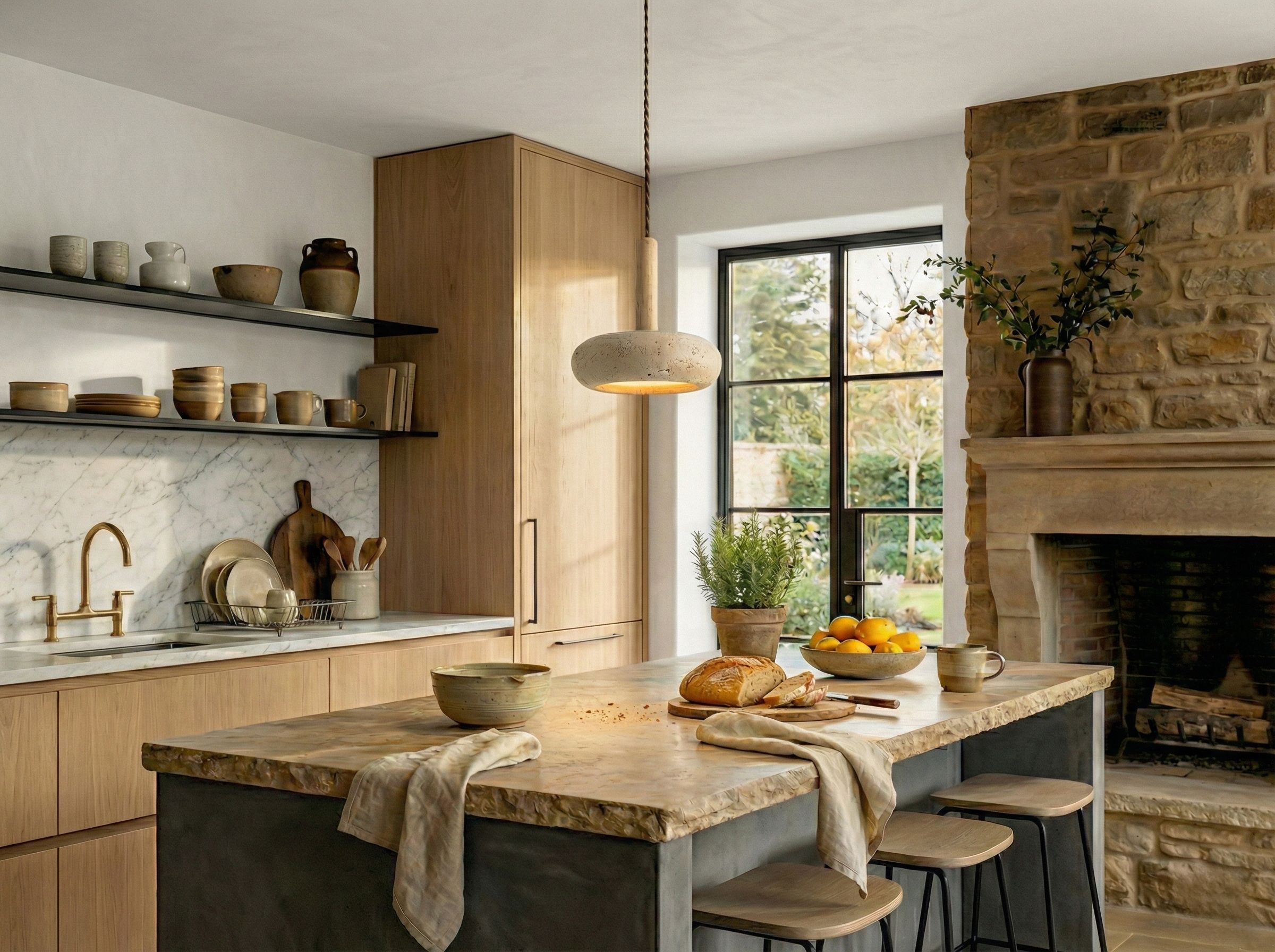 The Terra™ Travertine Pendant – Wabi Sabi Stone Light