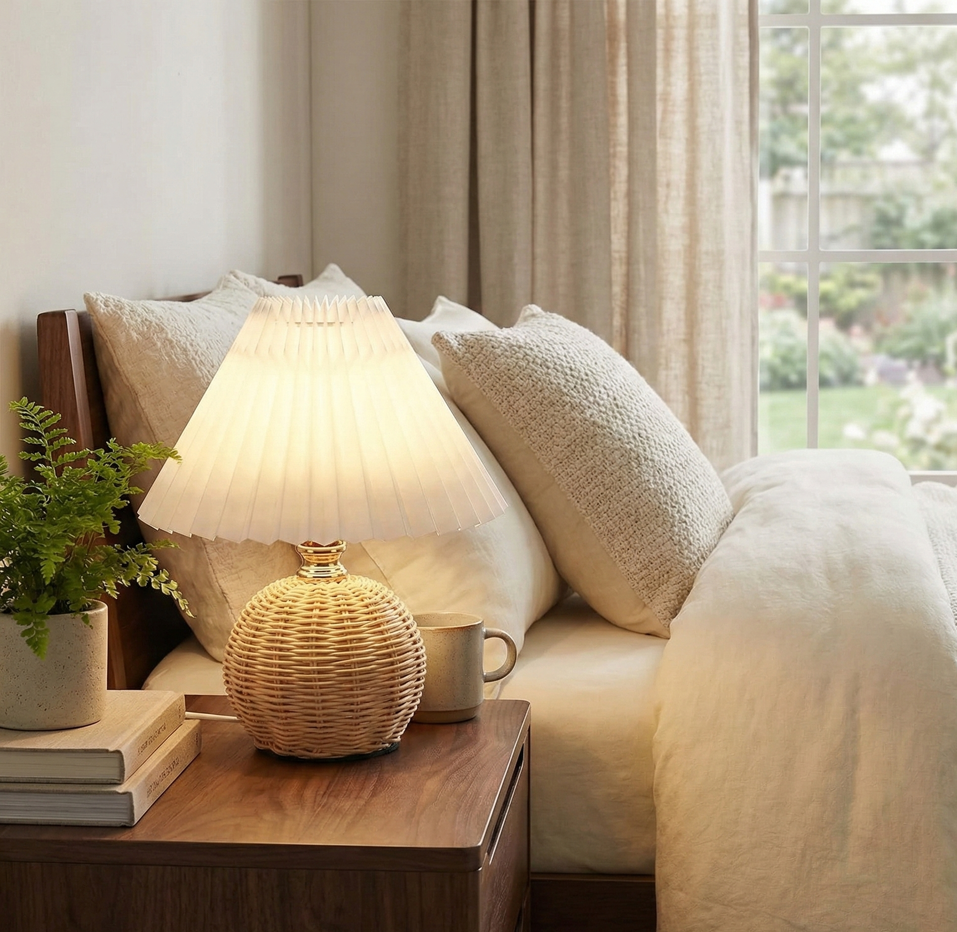 The Siv™ – Rattan & Pleated Boho Lamp