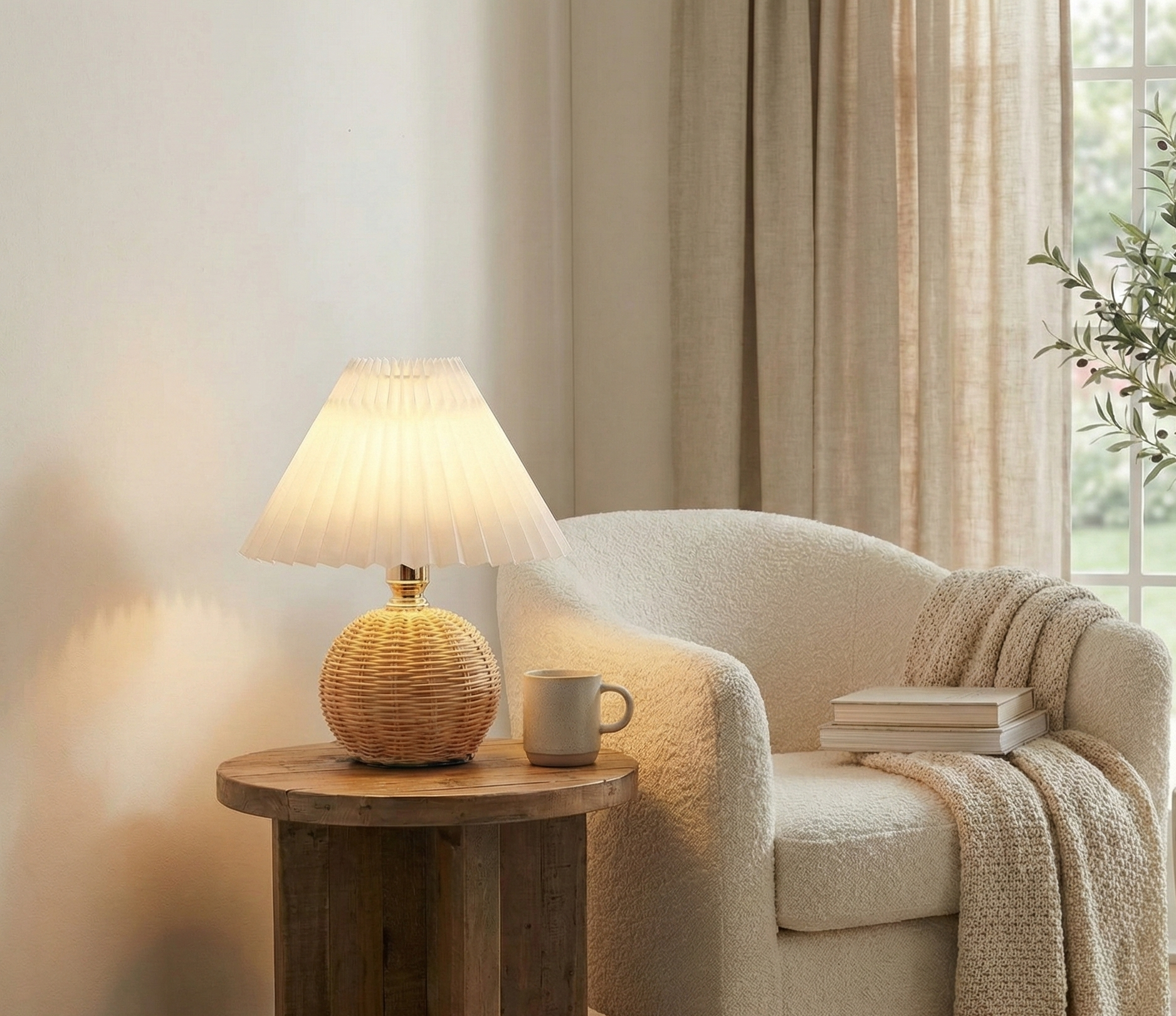 The Siv™ – Rattan & Pleated Boho Lamp