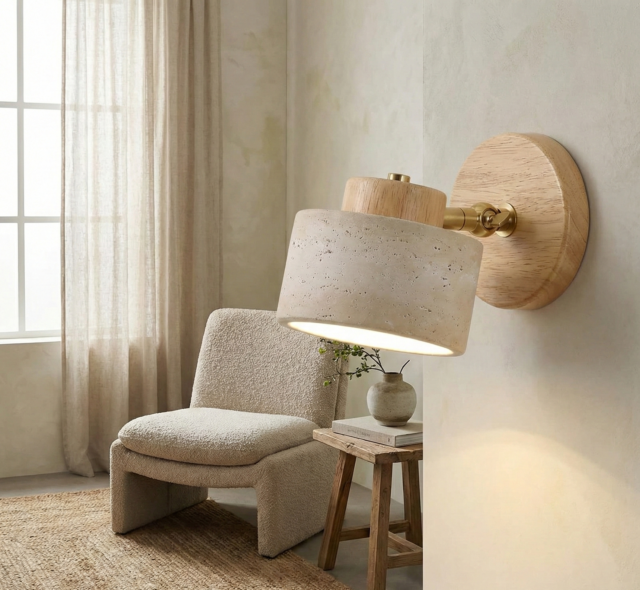 The Grotta™ – Adjustable Travertine Cylinder Sconce