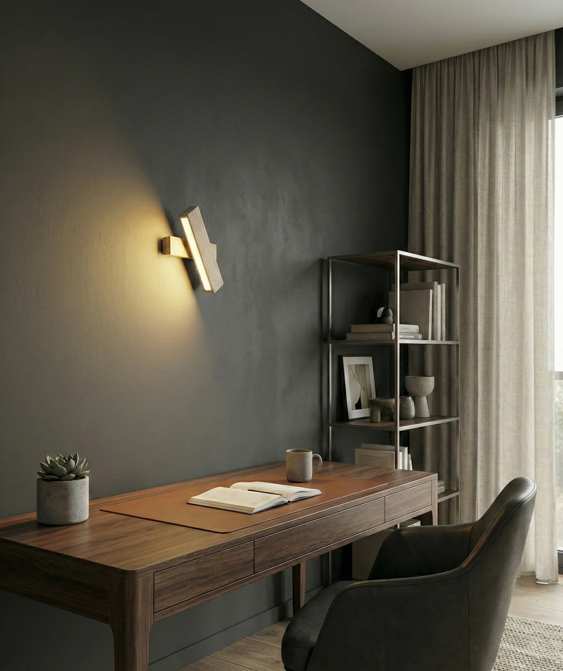 The Lithos™ – Travertine Stone & Walnut Sconce
